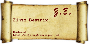 Zintz Beatrix névjegykártya